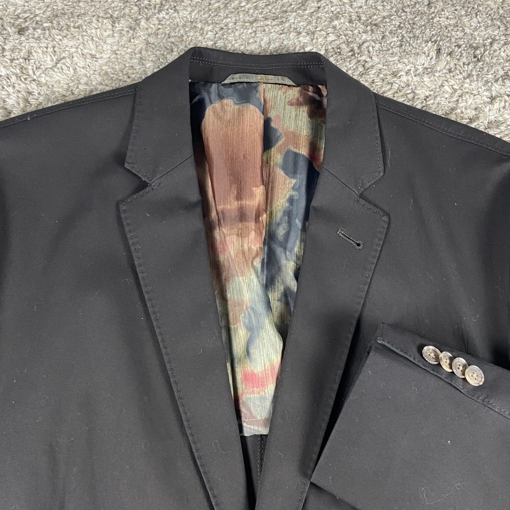 Kroon Usher Blazer Mens 44S Black Cotton Blend Stretch Two Button Sport Coat New
